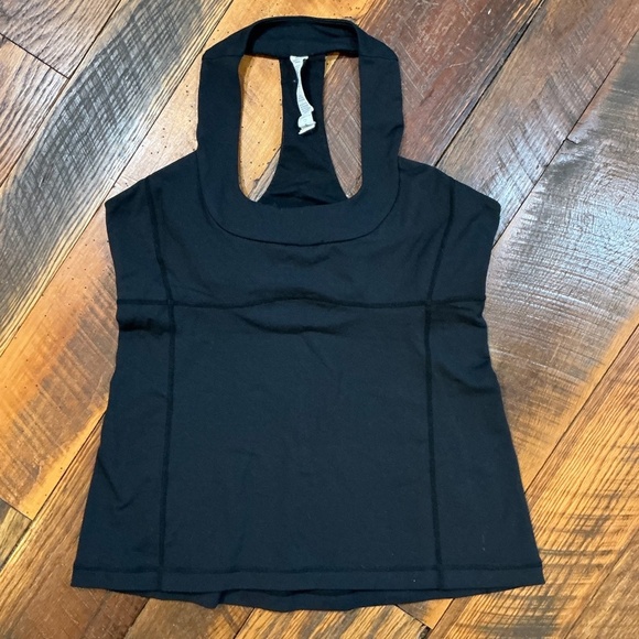 Lululemon Black Racerback Tank Top  Size 12 Built-In Bra Support Coolmax Lycra® - Picture 2 of 8